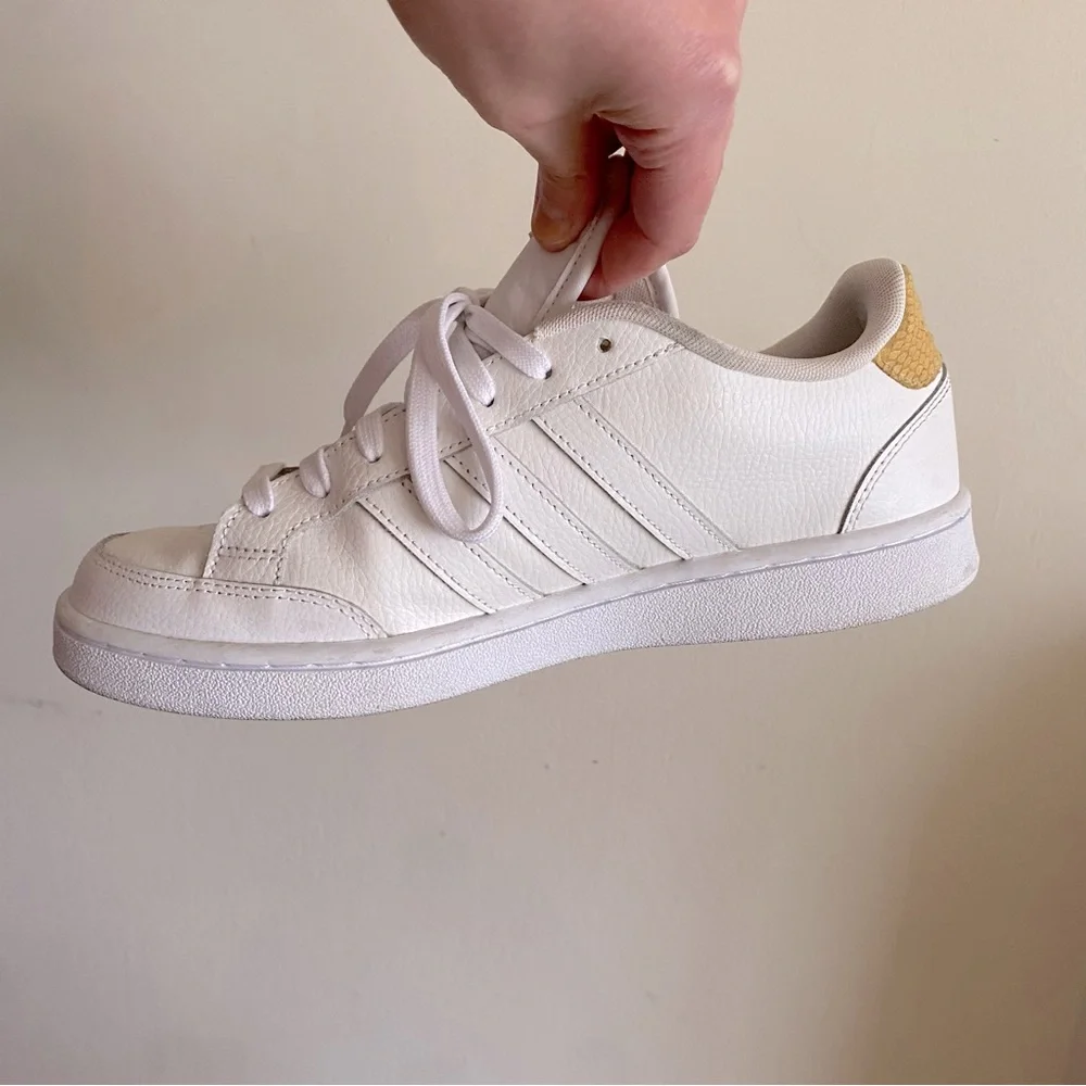 Adidas White and Yellow Cloudfoam Comfort Sneakers